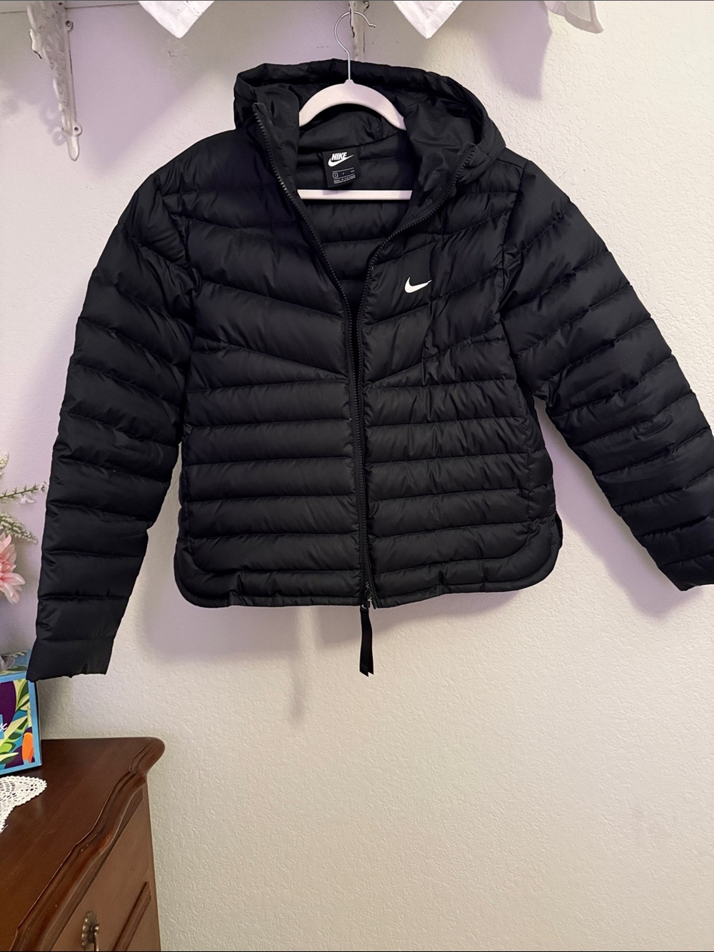 Nike Black Quilted Hooded Puffer Jacket